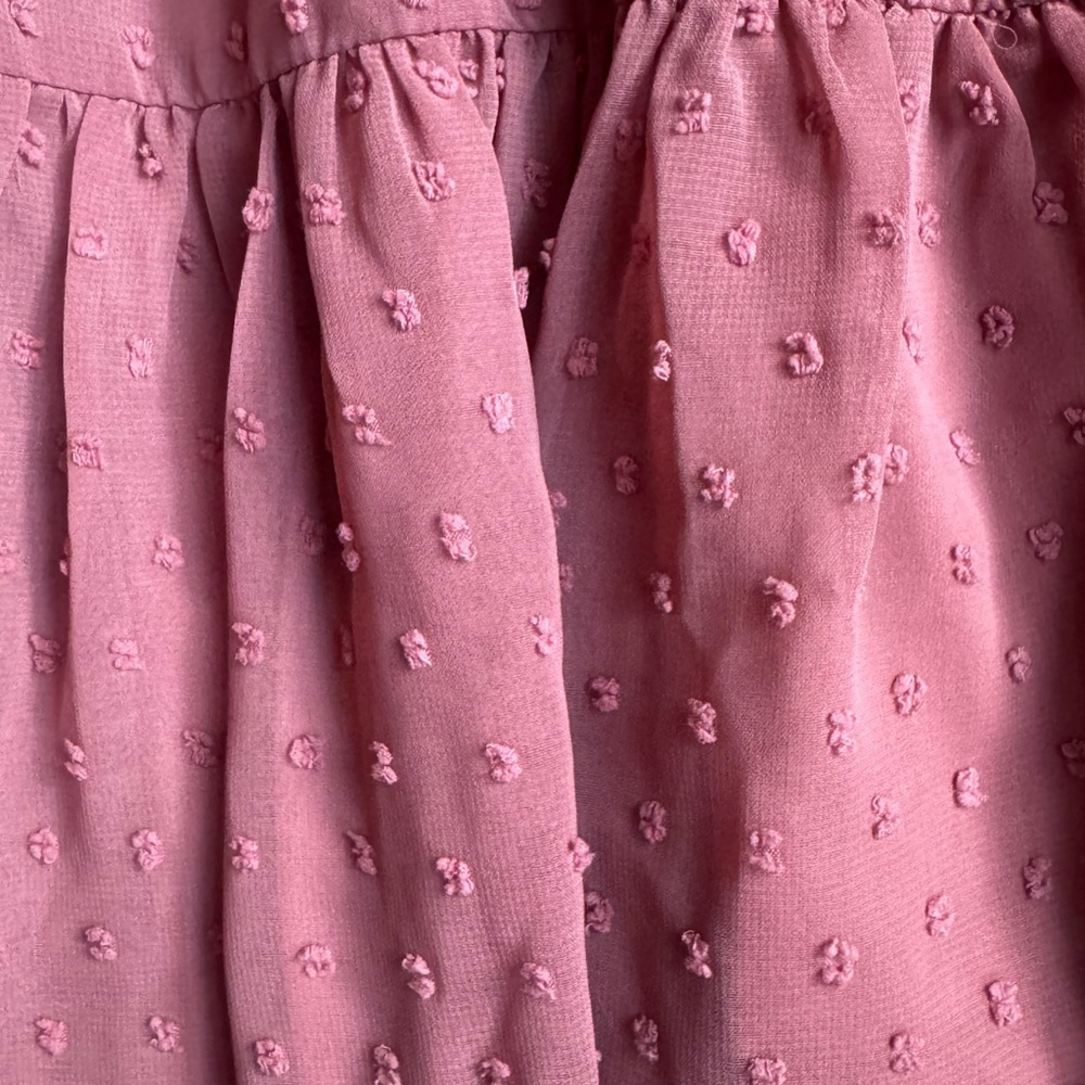 LULUS Charming Approach Rusty Rose Swiss Dot Tiered Mini Dress NWT Sz Small - Picture 6 of 13